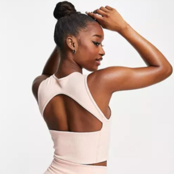 Brand New adidas Training Hyperglam ribbed Cut-Out crop top - Picture 5 of 16